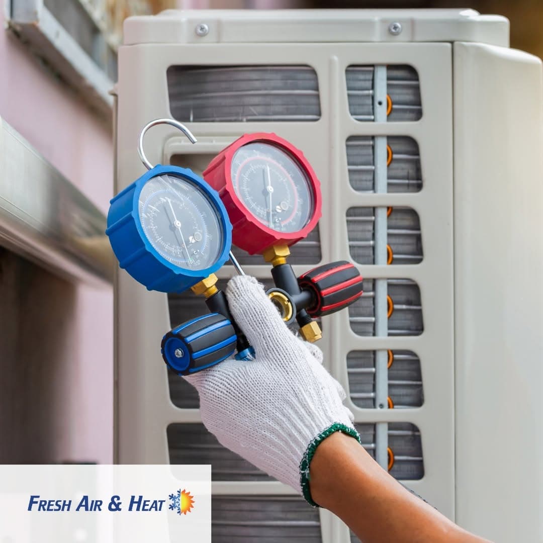 HVAC diagnostic gauges on a unit