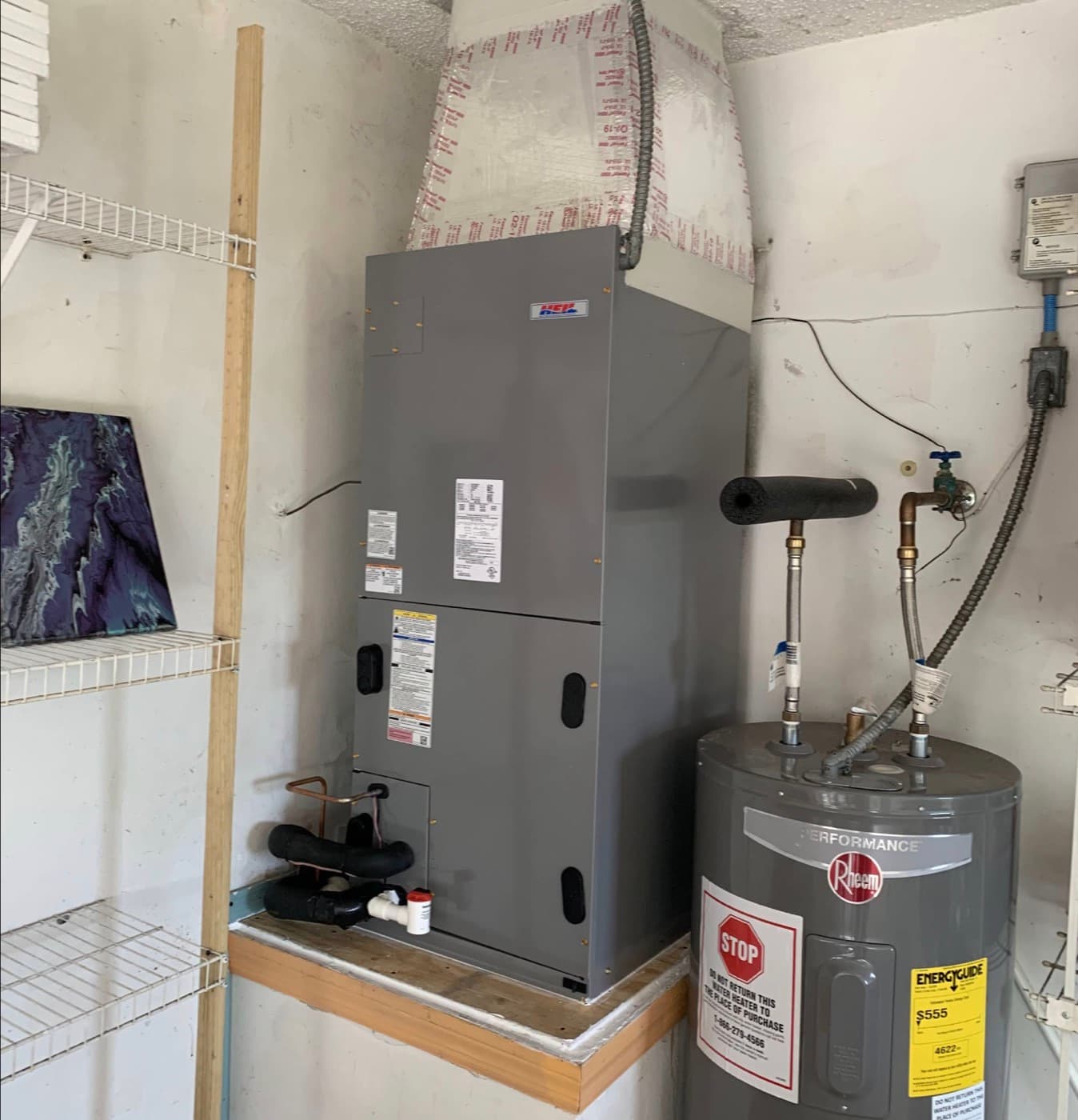 Air handler and water heater installation